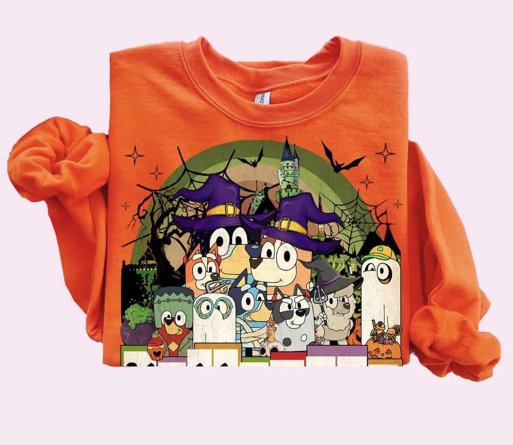 Bluey Halloween Shirt Trick Or Treat Halloween Horror Shirt Halloween Family Shirts Bluey Halloween Tees Disney Halloween Party Shirt Onlytee