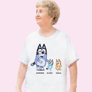 Grandma Blue Custom Name Shirt Family Matchin Party Shirt Grandma Shirt Blue Grandparents Custom Shirt Birthday Party Team Tee Grandson Gift
