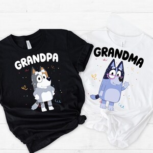 Blue Grandma Grandpa Shirt Family Matching Party Shirt Papa Shirt Blue Grandpa Shirt Birthday Party Team Shirts Grandparents Cartoon Tee