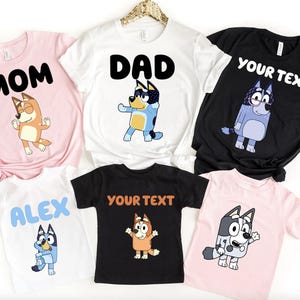 Custom Name Blue Dog Family Shirt Matching Shirts Custom Blue Dog Shirts Family Tee Custom Birthday Team Party Shirts Personalized Shirt