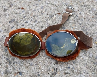 Vintage Japanese WW2 Biker Aviator Glasses