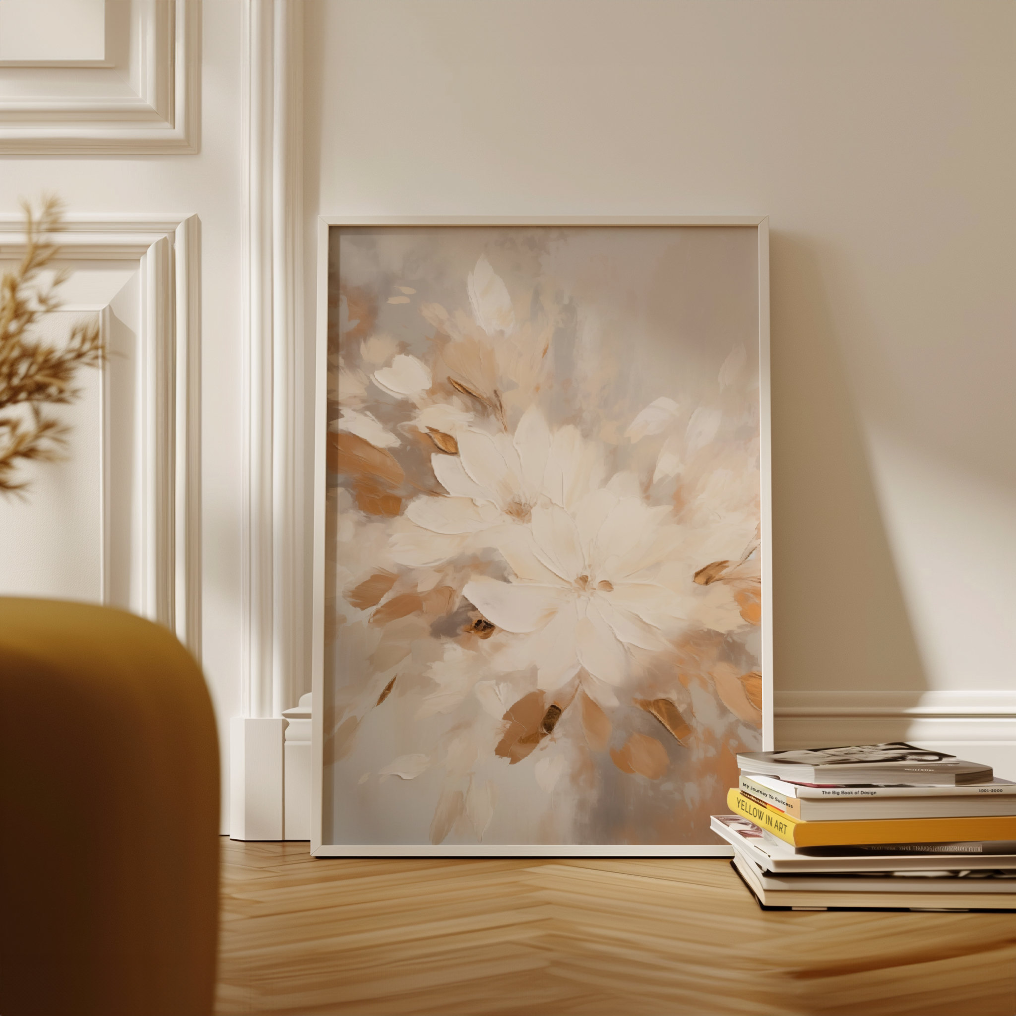 Abstract Neutral Flowers Painting, Textured Artwork, Impasto Wall Art ...