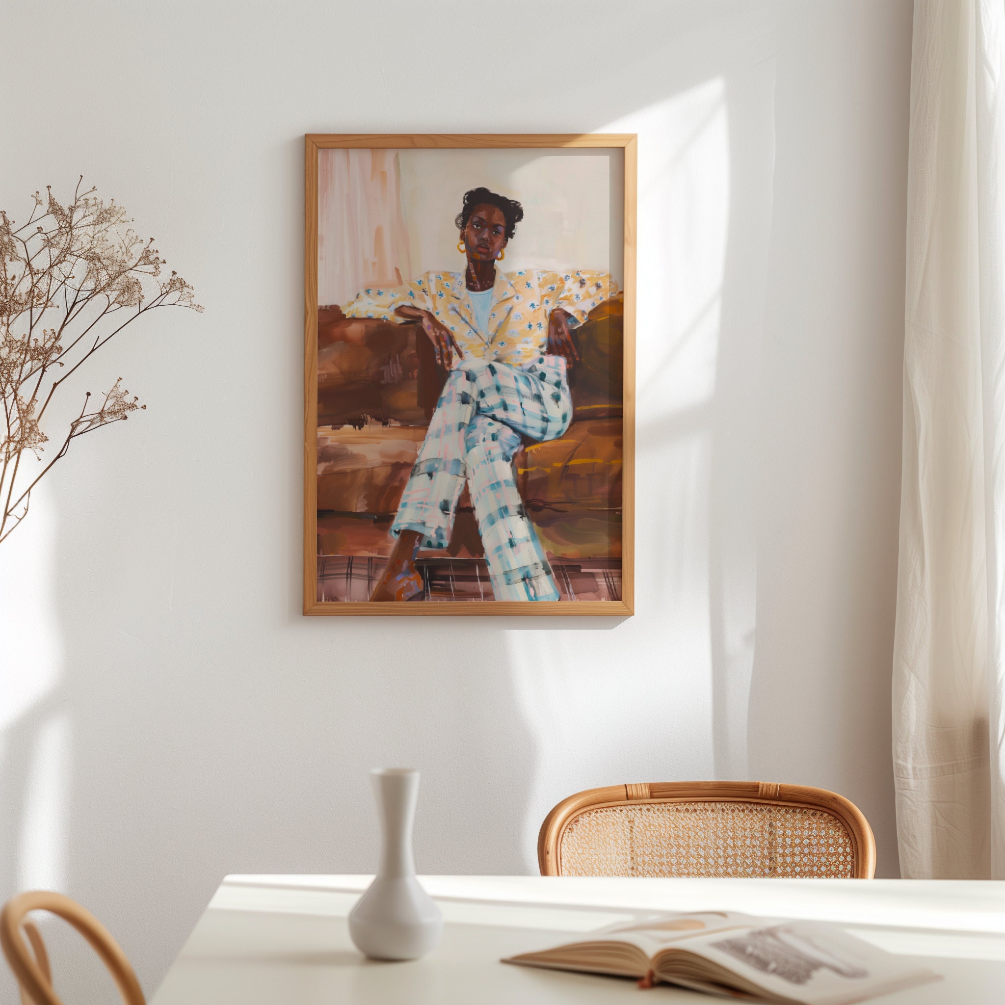 Contemporary Black Woman Painting Gallery Wall Art Eclectic Abstract ...