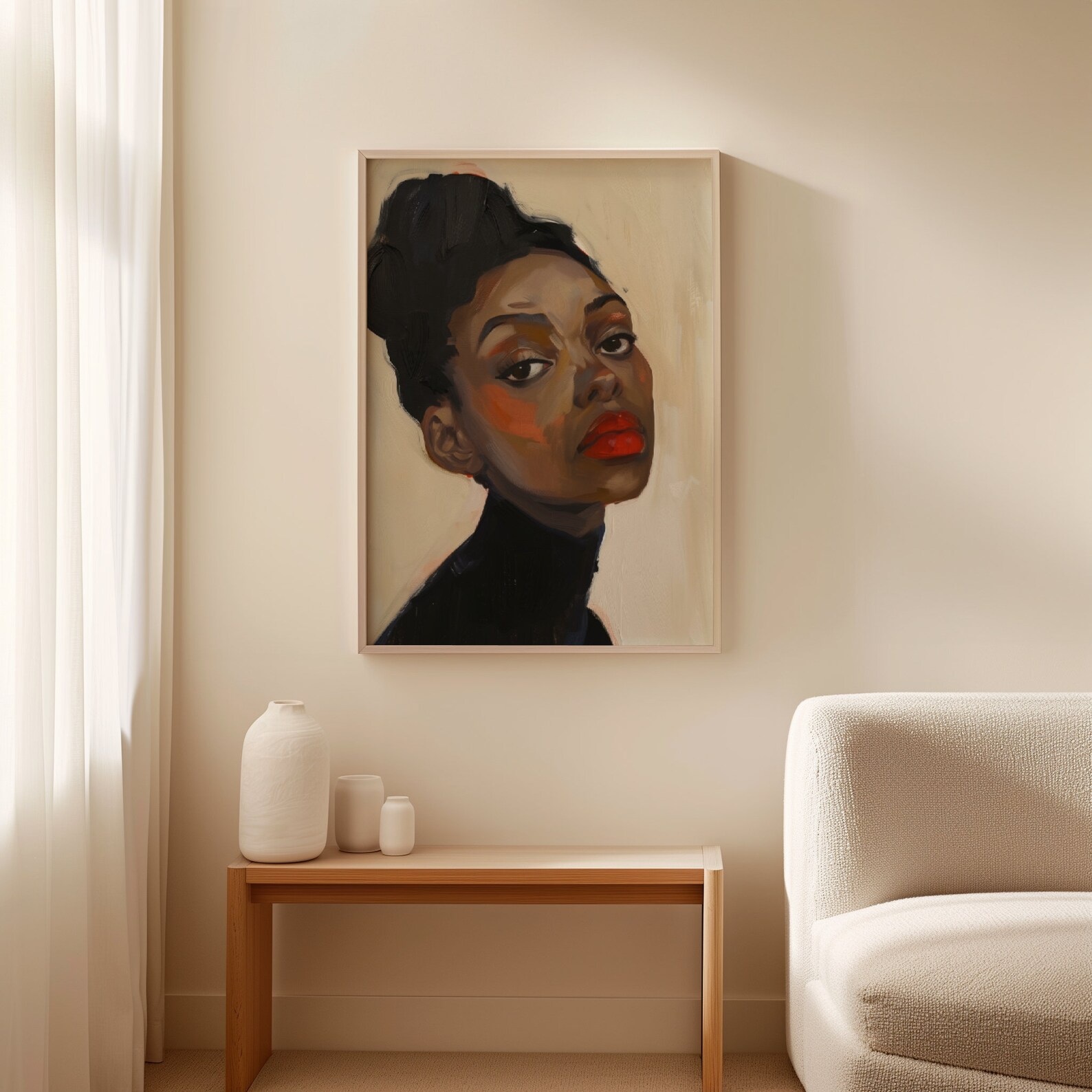 Contemporary Black Woman Painting Gallery Wall Art Eclectic Abstract ...
