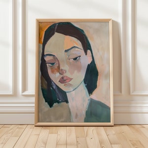 Contemporary Colorful Woman Painting Apartment Decor Gallery Wall Art Eclectic Abstract Retro Large Oil Poster Summer Girl Portrait Prints