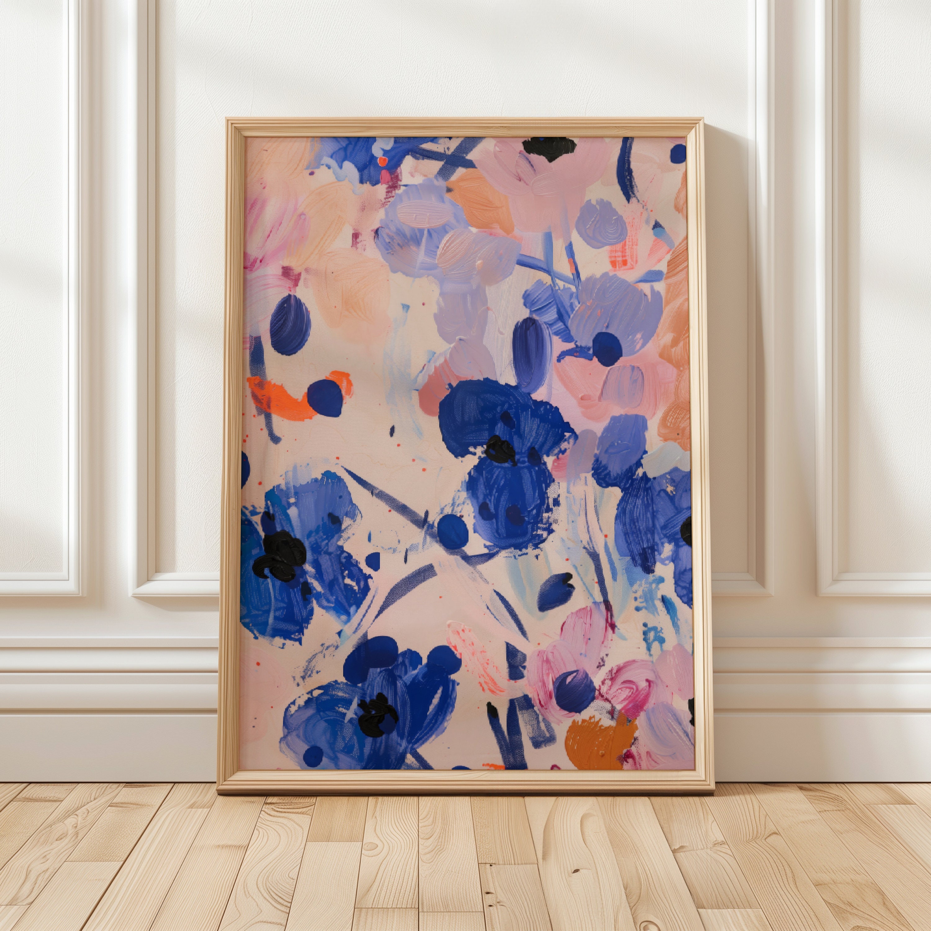 Contemporary Colorful Flowers Painting Summer Decor Gallery Wall Art Eclectic Abstract Pink Poster Floral Illustration Large Canvas Prints
