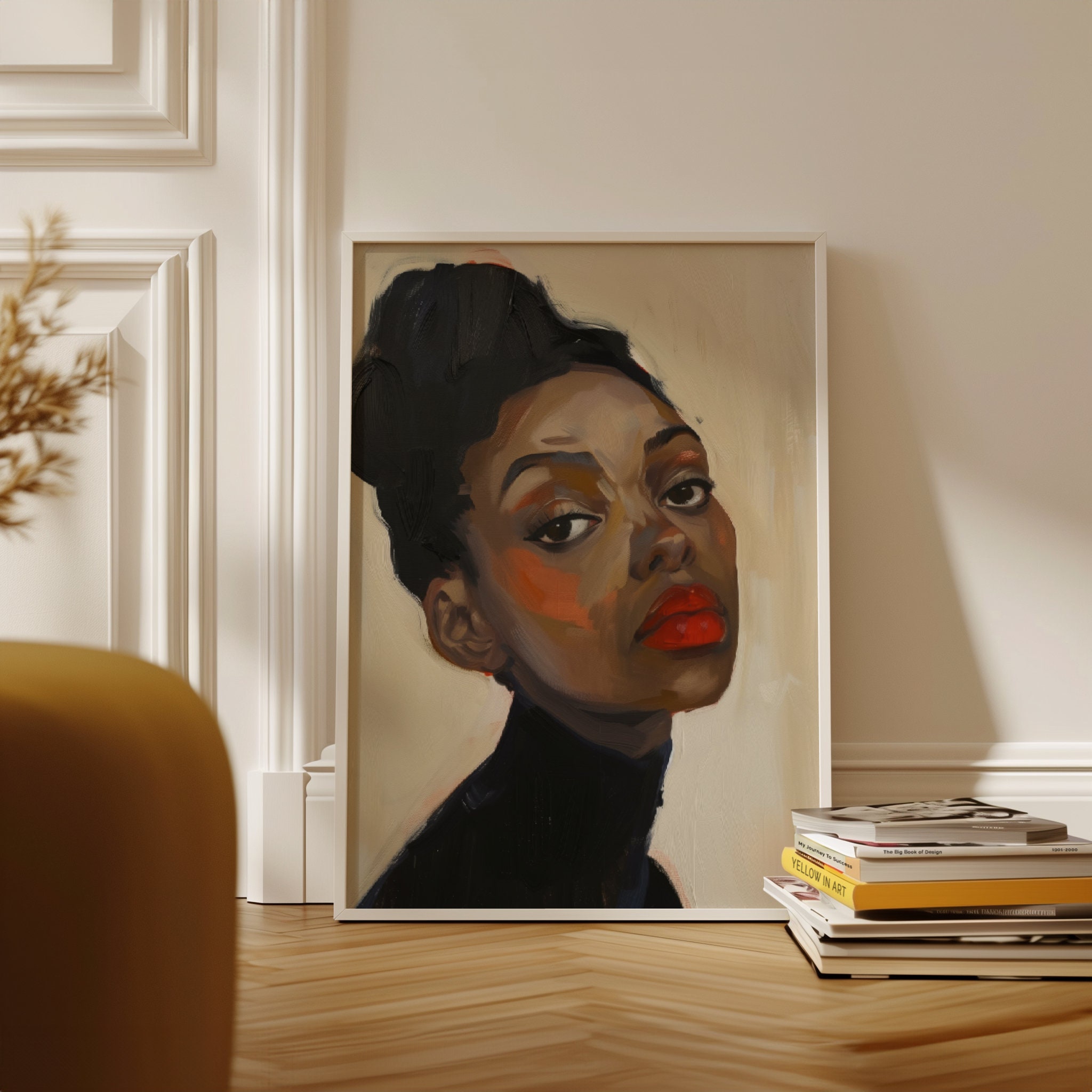 Contemporary Black Woman Painting Gallery Wall Art Eclectic Abstract ...