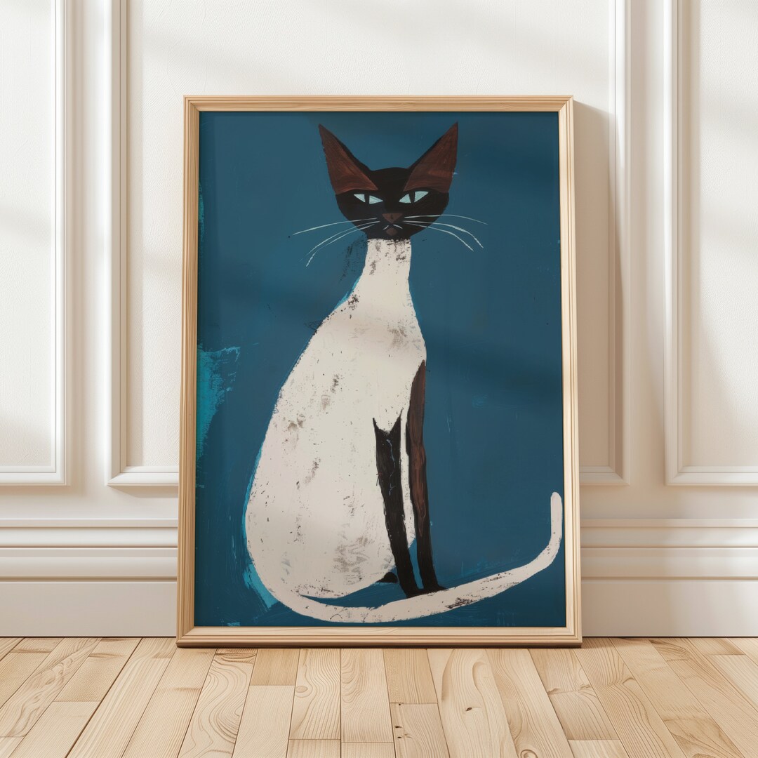 Eclectic Black Cat Painting, Gallery Wall Art, Trendy Colorful Poster ...