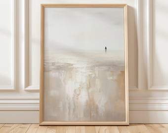 Abstract Silhouette Impasto Painting, Neutral Desert, Landscape Prints, African Portrait, Woman Art, Large Modern Artwork, Textured Wall Art