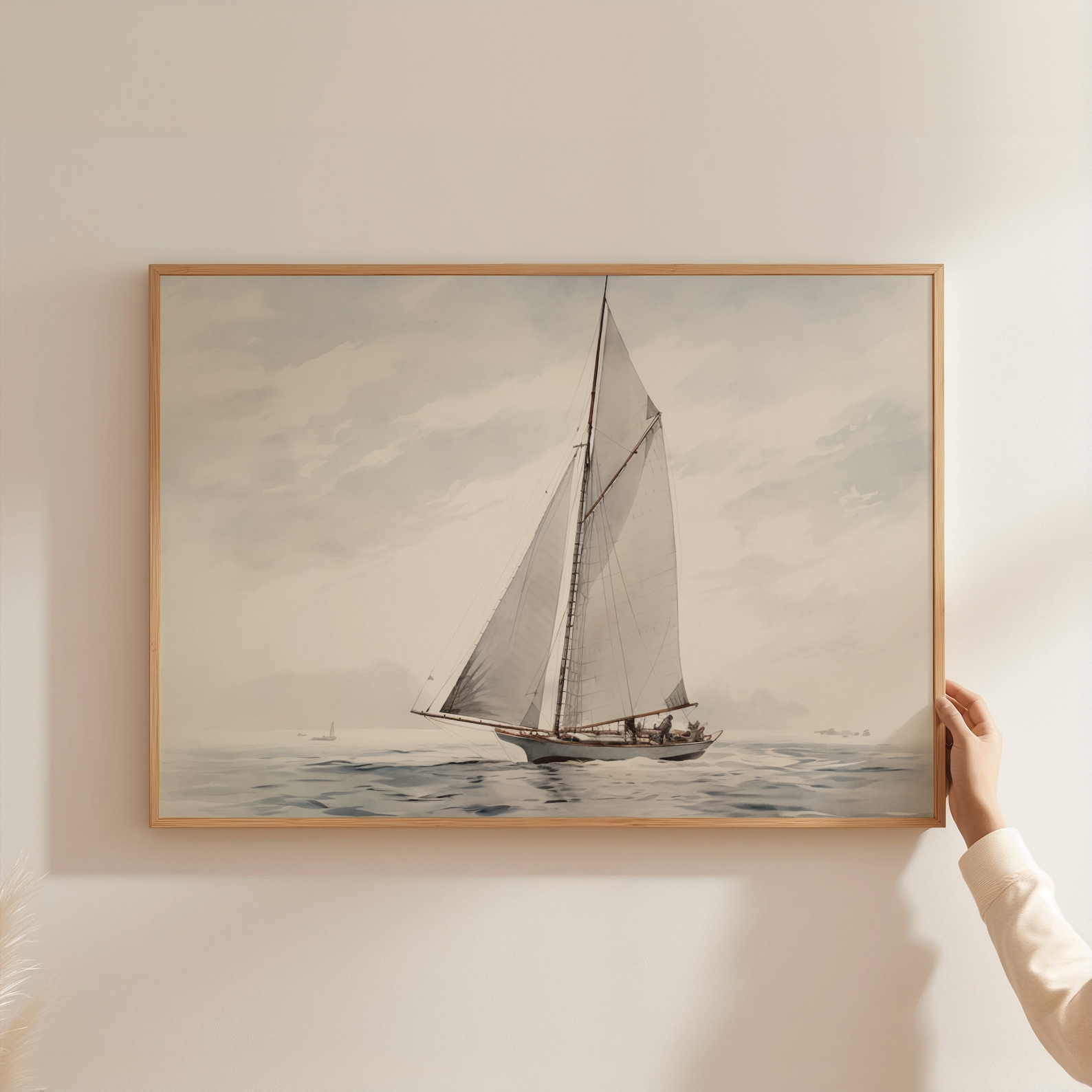 Vintage Sailboat Painting Coastal Wall Art Above Bed Art Ocean Artwork ...