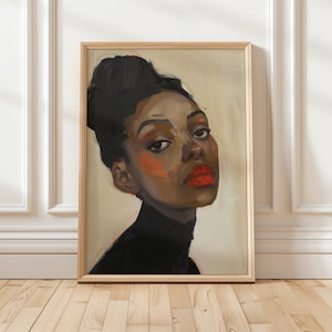 現代黒人女性絵画ギャラリーウォールアート 折衷的な抽象油絵ポスター バーカートプリント カラフルなアフリカの肖像画 アパートの装飾