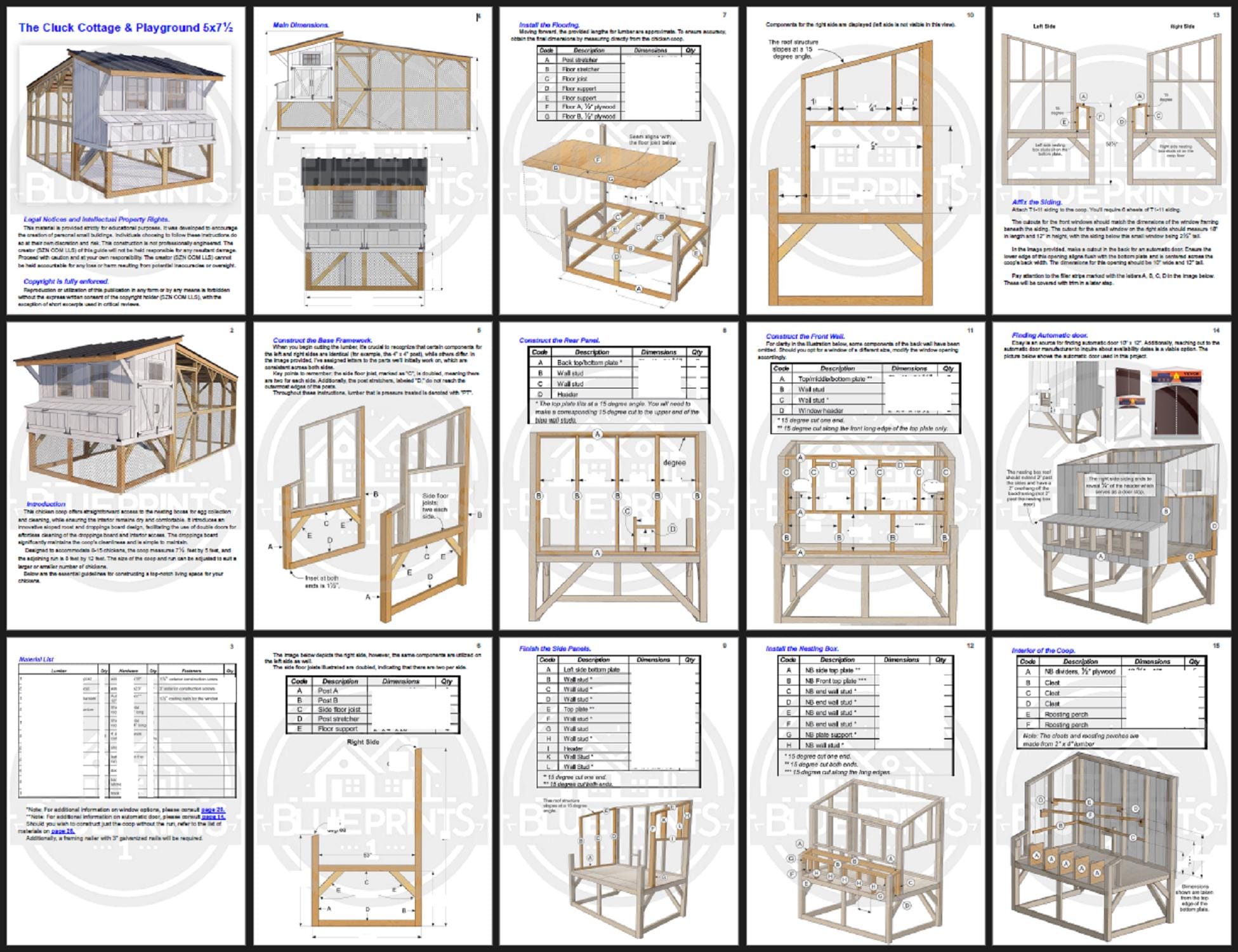 Chicken Coop Plans 5x7 | Elevated DIY Backyard Poultry House (PDF ...