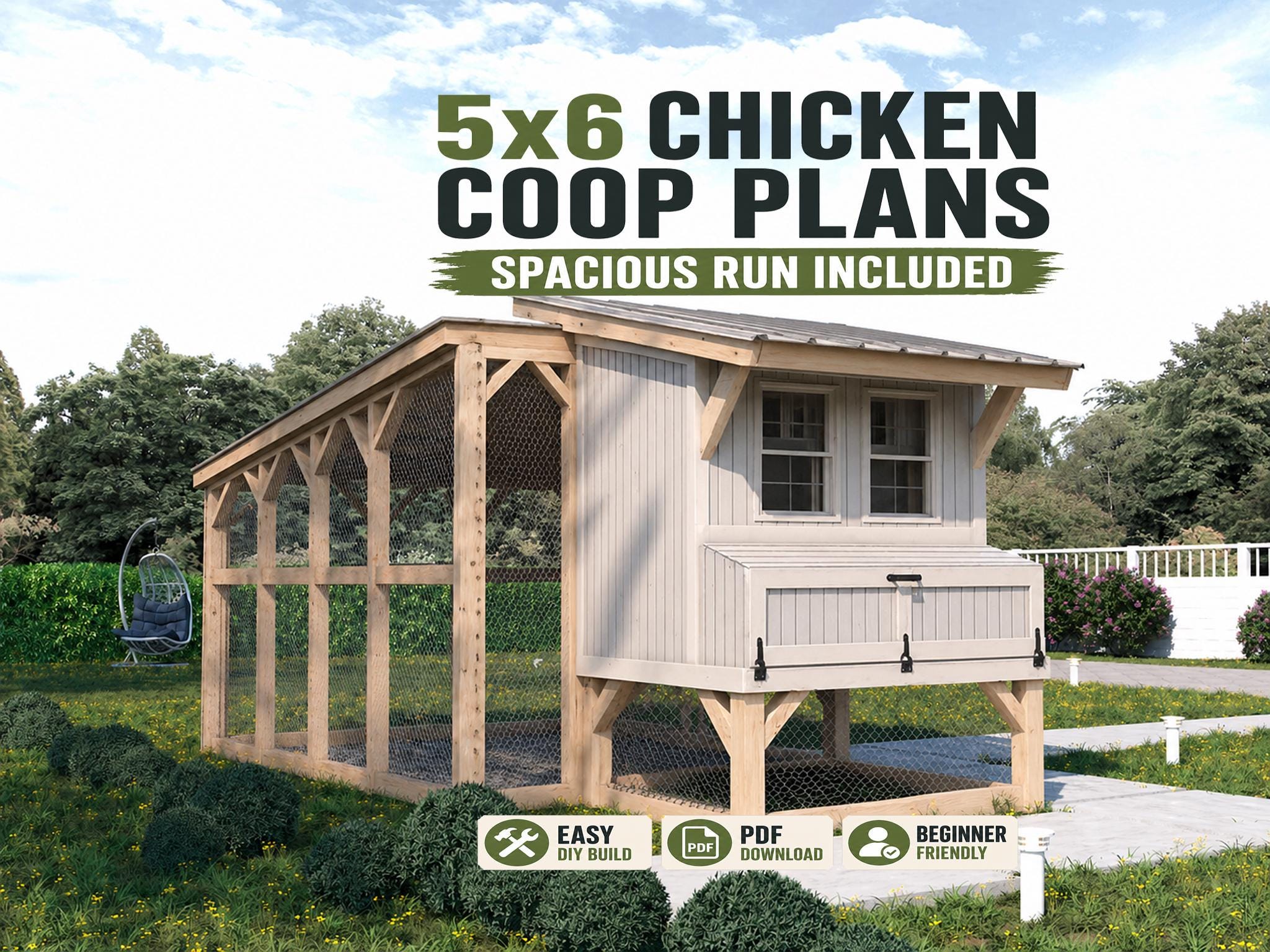 Chicken Coop Plans 5x6 | DIY Backyard Poultry House (PDF Download) - Etsy