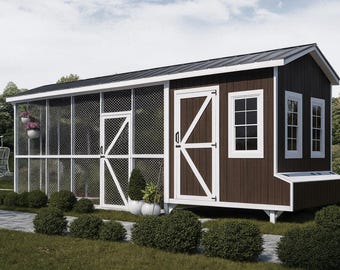 Walk-In Chicken Coop Plans: DIY Backyard Hen House with Run (PDF)