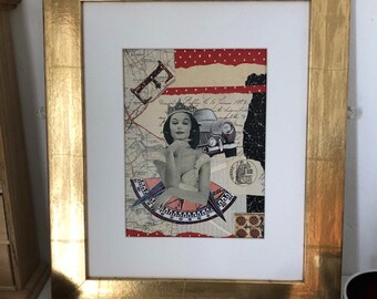 1960s Collage Art – Original Mixed Media, Feminist Retro Decor
