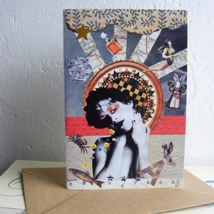 Alice urbaine - collage carte de voeux, collage d'art original, impression, carte d'art vierge, collage impression, carte d'art, Alice in Woderland