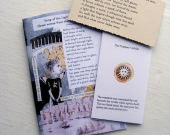 Mystical Poetry Zine, Star-Lit Codex Collage Art, Hand Assembled
