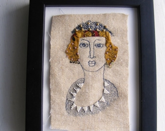 Handmade Textile Art, Wall Hanging, One-of-a-Kind, Beaded Mixed Media Embroidery,