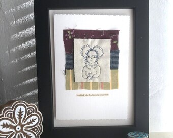 Regency Lady Textile Art – Handmade Fiber Art, Vintage Novel Caption