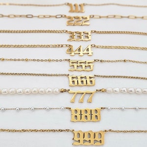 18K Gold Filled Angel Number Necklace, Lucky Number Necklace, Angel Number Spiritual Jewelry, Gift for her, 444 Necklace, 777 Necklace, Gift