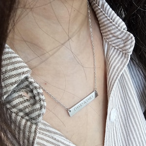 Custom Name Necklace, Personalized bar Silver Necklace, Custom Bar Necklace, Handwriting Necklace, Handwriting Jewelry gift for mom, Jewelry