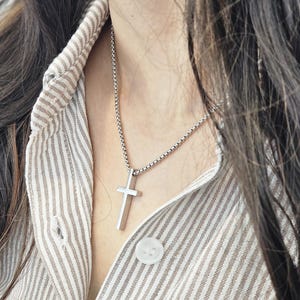 Silver Cross Necklace, Cross Necklace, Christian Gift, Minimalist Necklace, Baptism Necklace, Christmas gift, gift for her, gift for him