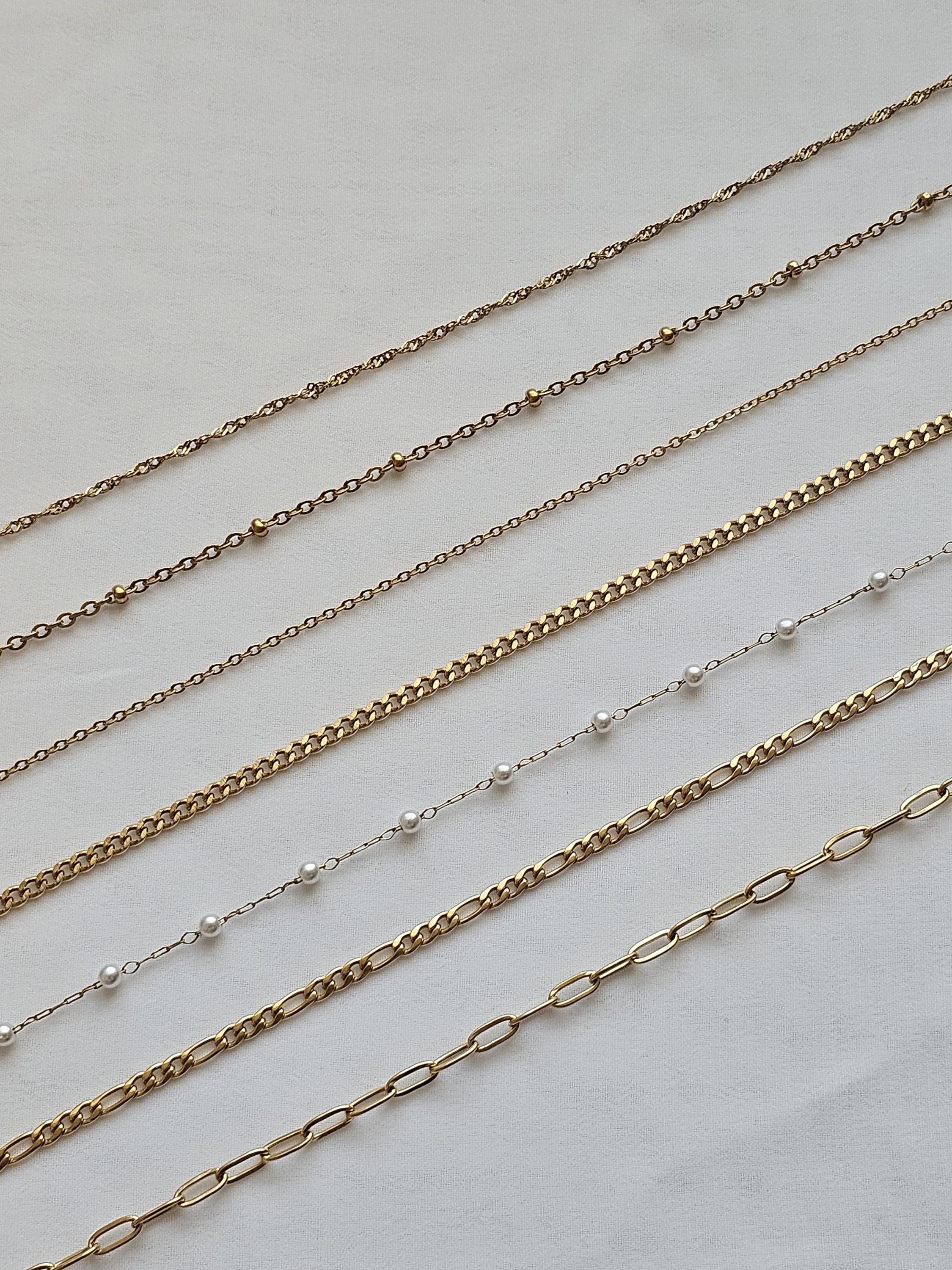 18K Gold Filled, Gold Chain Necklace, Twist Chain, Figaro