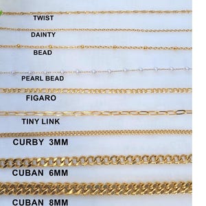 18K Gold Filled Chain Necklace, Pearl Chain, Curb Chain, Dainty Chain, Gift for Her, Figaro Chain, Christmas Gift, Waterproof Chain, jewelry