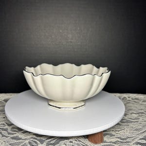 Vintage Lenox Symphony Bon Bon Bowl: Ivory Platinum Trim, 6&quot; Scalloped Candy Dish