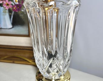 Vintage Torchiere Electric Table Lamp: Hollywood Regency Crystal Lighting