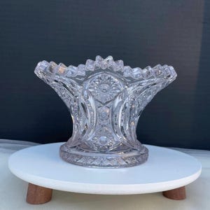 Antique EAPG Star Diamond Punch Bowl Stand, Cambridge #2351 Vase Candle Holder