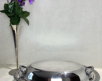 Vintage WM Rogers Silverplate Covered Serving Dish, Eagle Rogers Star Embossed 4112