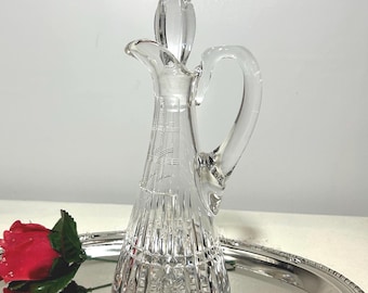Antique ABP Cut Glass Cruet with Stopper, Victorian Oil Vinegar Dressing Pitcher