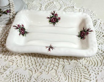 Vintage Athena Ceramic Soap Dish: Floral Trinket Dish, Rose Phapsody Pattern