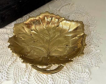 Vintage International Solid Brass Trinket Dish, Mid-Century Catch All