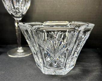 Vintage Gorham Lead Crystal Candy Dish, Fan Criss Cross Pattern Nut Bowl, Elegant Decor
