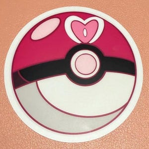 Adesivo in vinile Love Ball Pokemon (lavabile in lavastoviglie, resistente alle intemperie e allo sbiadimento, antigraffio e con retro trasparente)