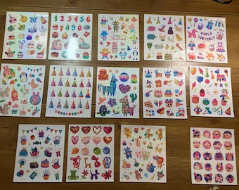 Holographic stickers- Birthday Theme