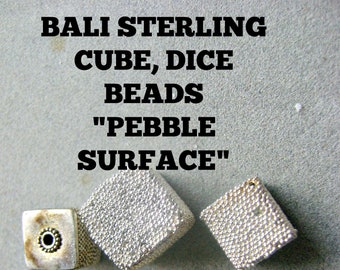 Bead STERLING SILVER Bali Pebble Surface Granular loc D