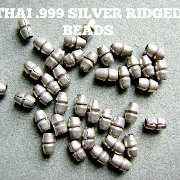 BEADS THAI .999 Pure Silver 6x4mm Karen Tribe Ethnic Tribal Loc a