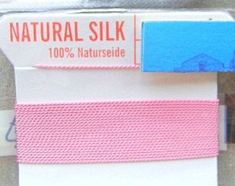 SILK Thread Dark Pink  Griffin Needle Choose Size 2 Meter Quality Pearl String German