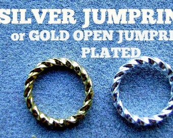 JUMP RINGS Silver Or Gold Plated Rope Twisted  8mm 10mm Open Round Fancy Finding Necklace