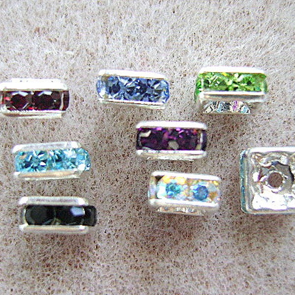 Squaredelle BEADS Swarovski Spacer 4.5-5mm Or 6mm 2 Pieces Bling Rhinestone Color Choice