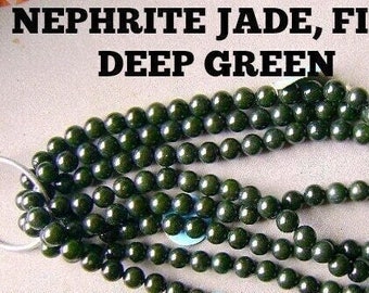 BEADS JADE 8mm NEPHRITE Smooth Round Strand Gemstone Green Gb4