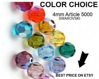 BEADS SWAROVSKI 4mm #5000 Faceted Round Color Choice 100 Pieces