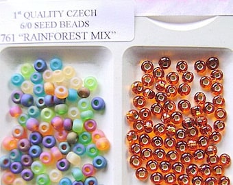 Seed BEADS CZECH 6/0 Floral pINK cOSMIC Mixes GLASS Seed Rocailles 6/0 Spacer Mix 36 Inch Crystal