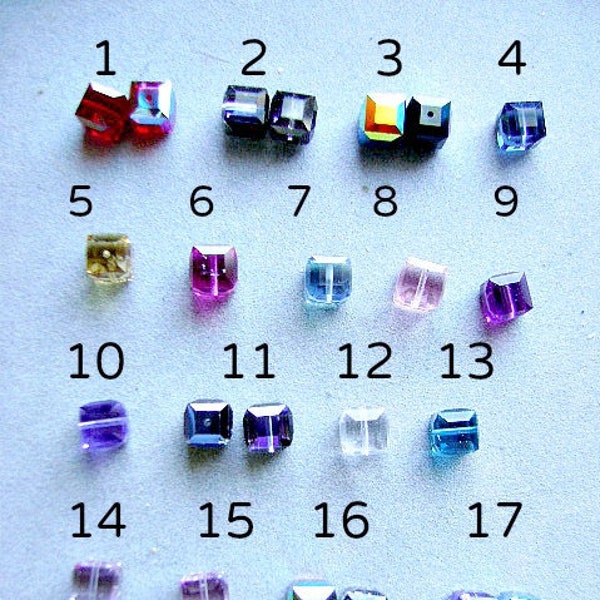 BEADS SWAROVSKI 8mm CUBES Austrian Square Faceted Bling Color Choice  1 Or 10 Pieces