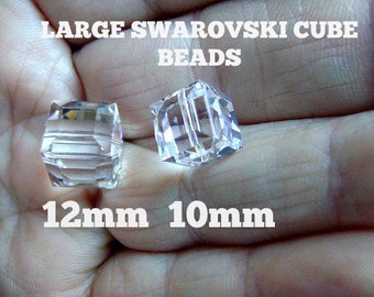 BEAD CUBE 10mm or 12mm SWAROVSKI Austrian 32% Lead Crystal Faceted