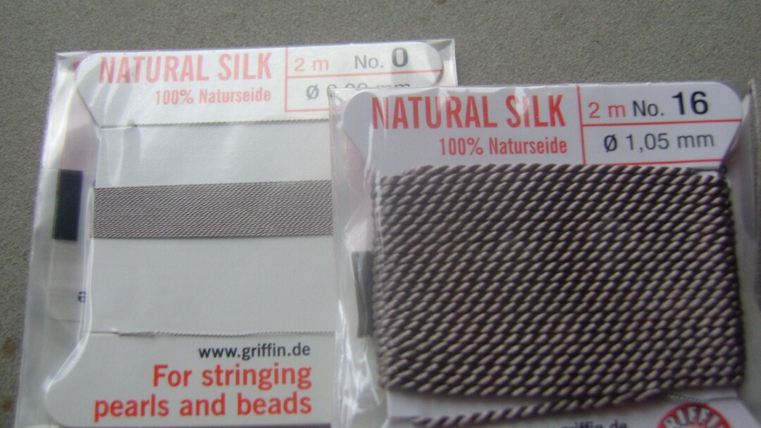 Griffin Natural Silk Thread - Multiple Sizes - Sold Per 2-meter Card
