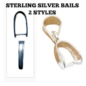 Pinch Bail Sterling Silver Pendant 2 SIZES .925 12x5mm yel hrt